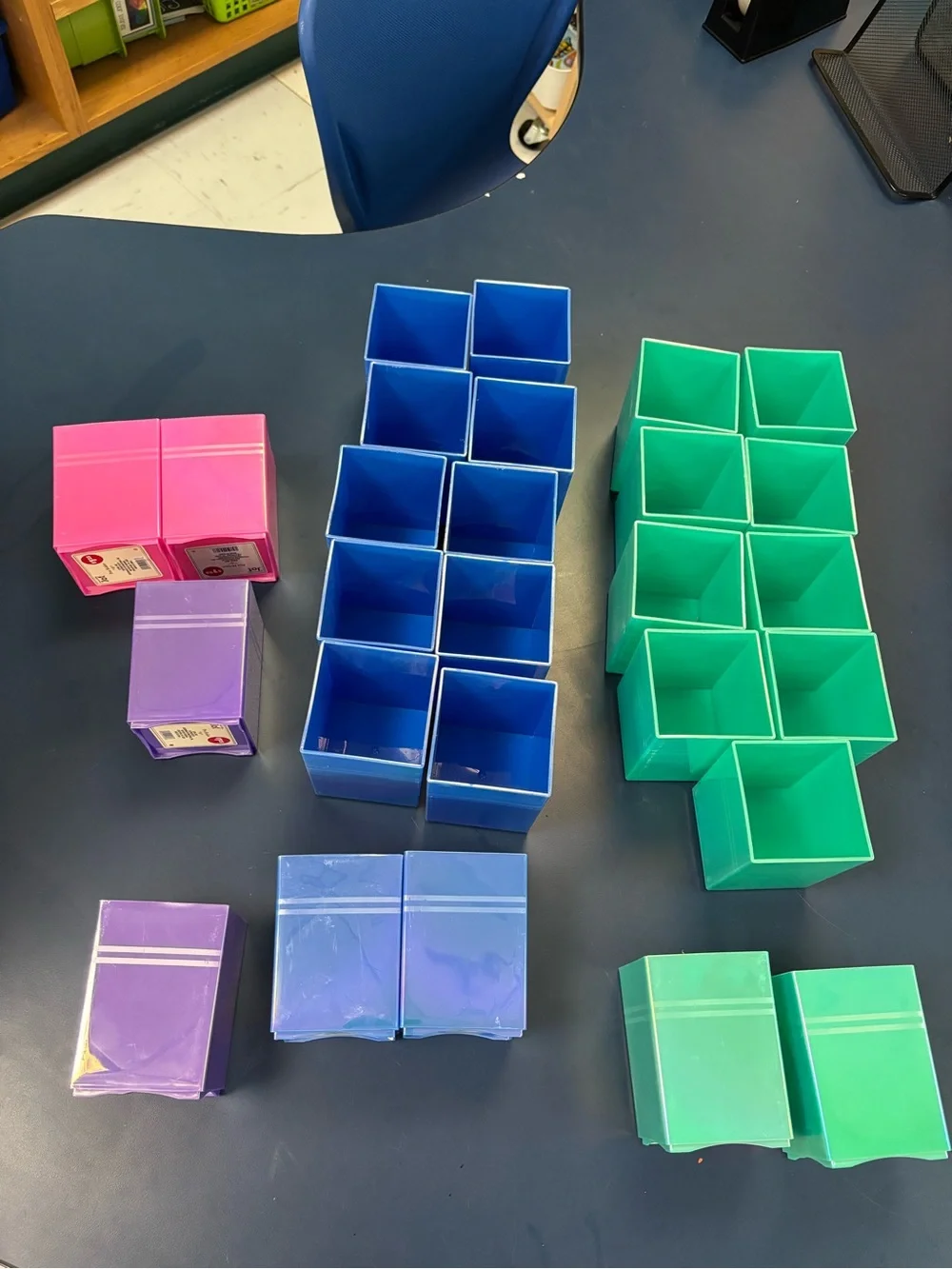 School Desk Organizer Cups - Blue, Green, Purple, Pink -27
